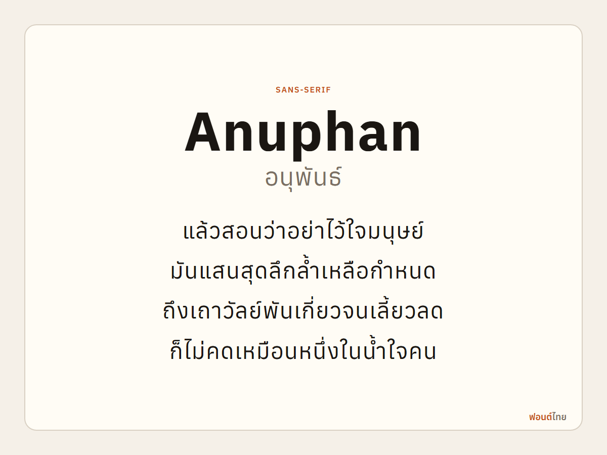 Anuphan - ตัวอย่างฟอนต์